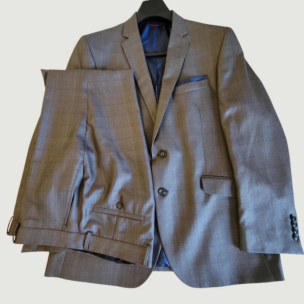 Billy London Suit Mens 44R 36W Grey 2-Piece Notch Lapel Two Button Professional
